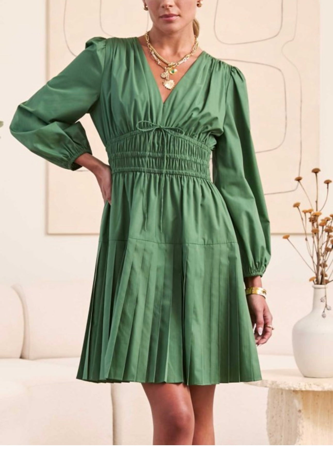 Eloisa Pleated Mini Dress